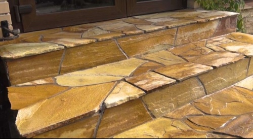 Плитняк златолит жёлтый золотистый для отмостки купить в Керчи